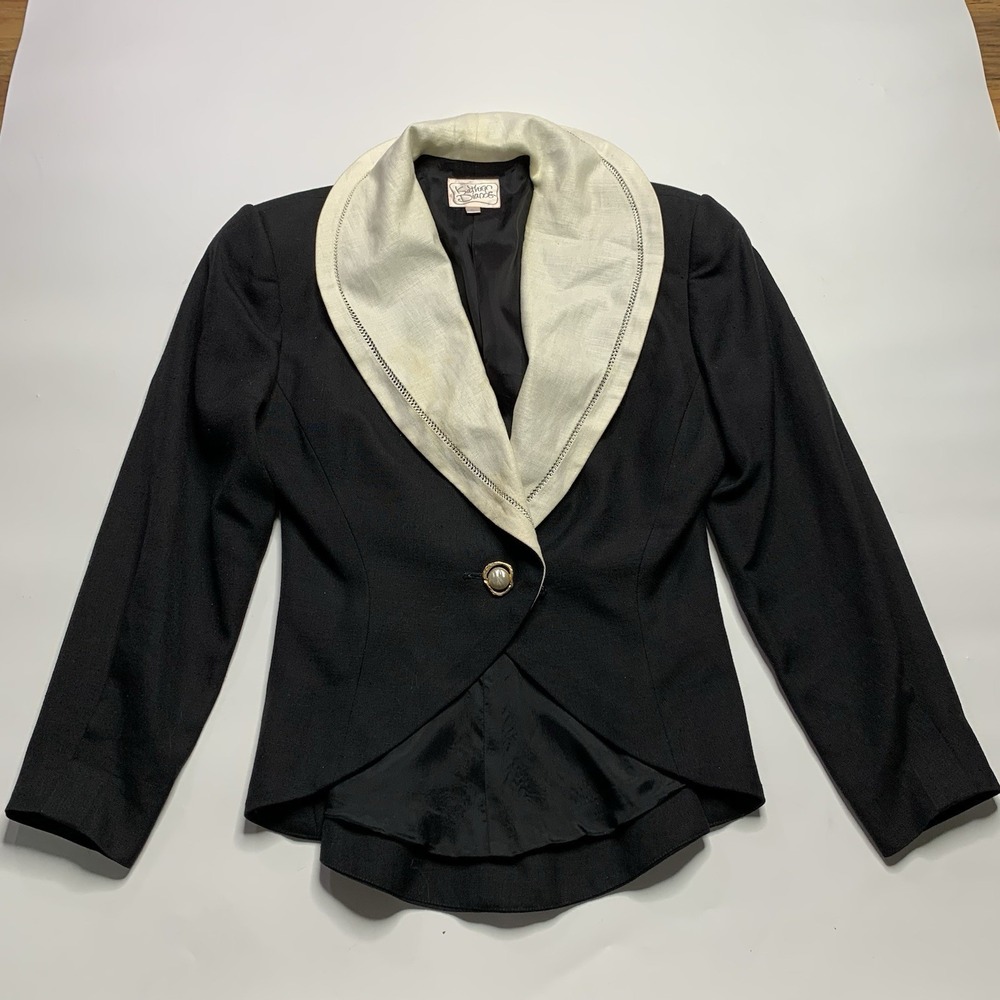 VTG Kathryn Dianos Women's 6 Linen Preppy Single Pearl Button Collared Old Money